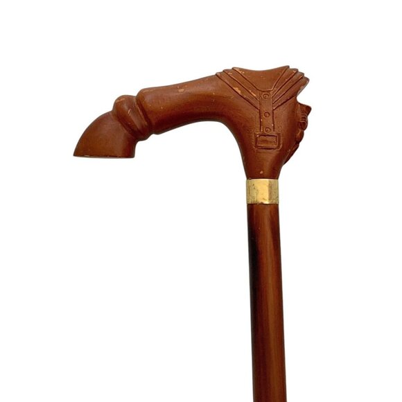 Walking Cane Vintage Wood Stick Horse with Carved Saddle and Hoof Design - Picture 4 of 6
